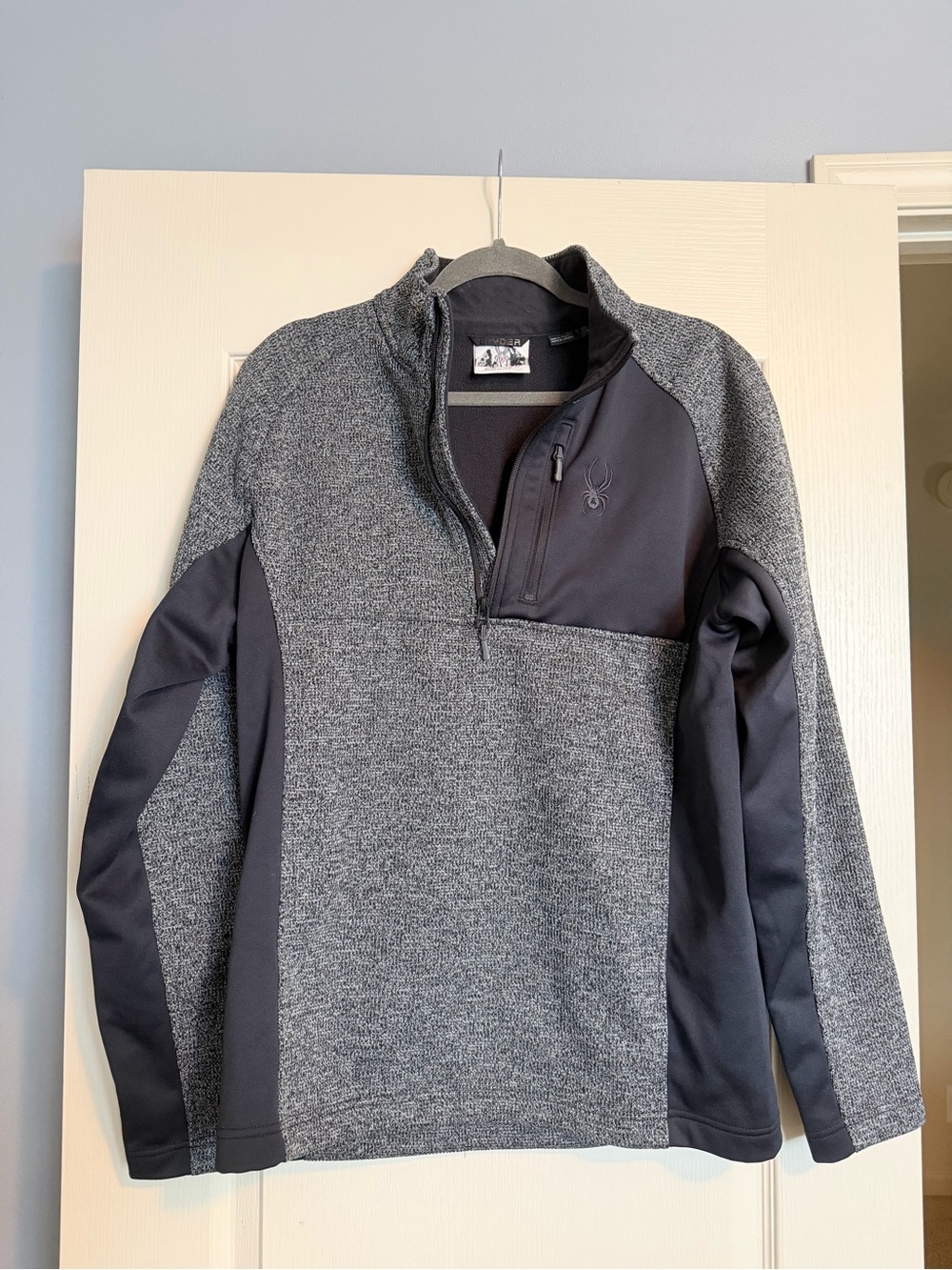 Spyder Men's Grey and Dark Grey Quarter-Zip